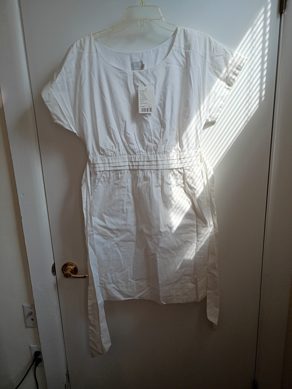 HD in Paris White Cotton Casual Tie-Waist Dress